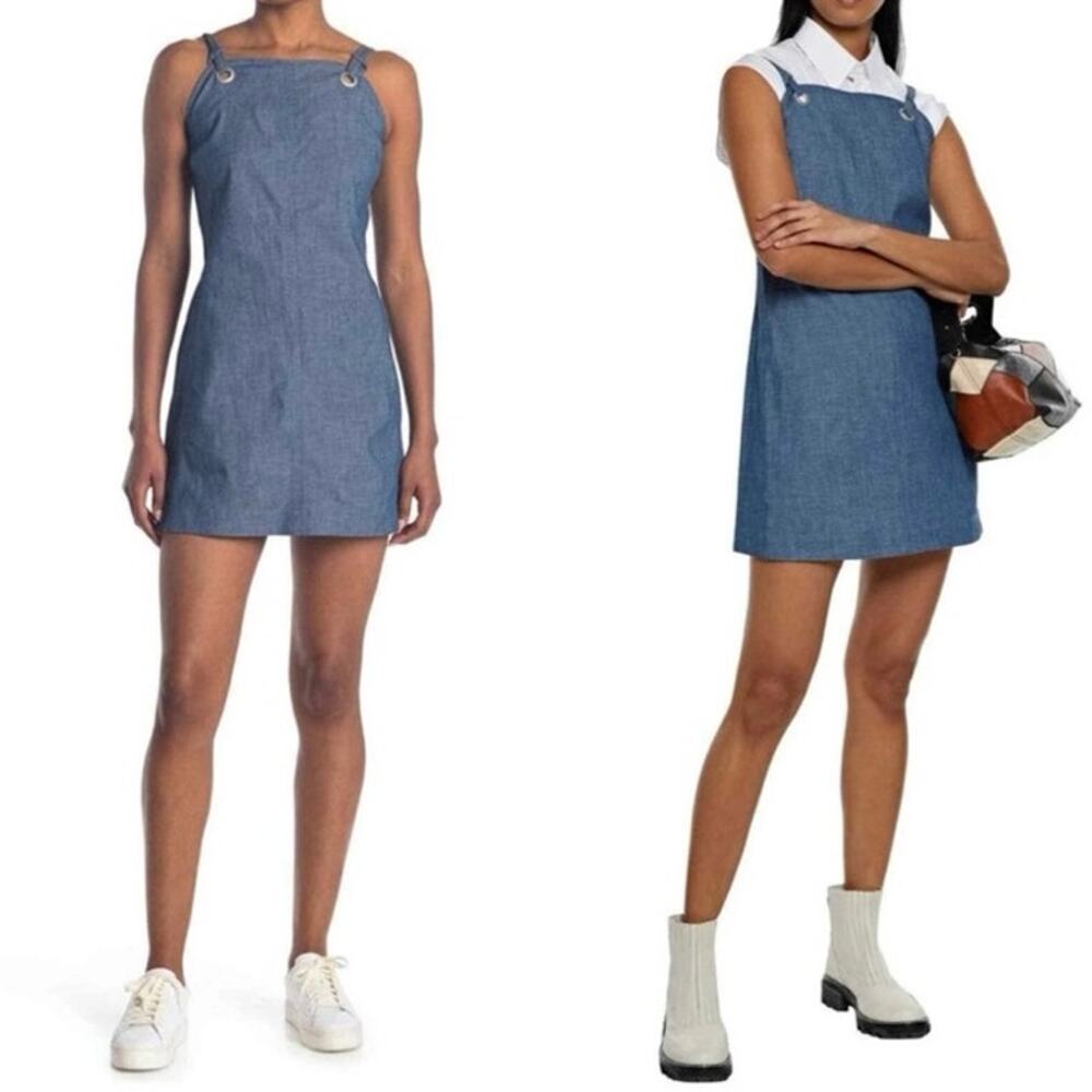 rag & bone Pale Blue Suffolk Denim Mini Dress Size 10 Minimalist 90s Y2K